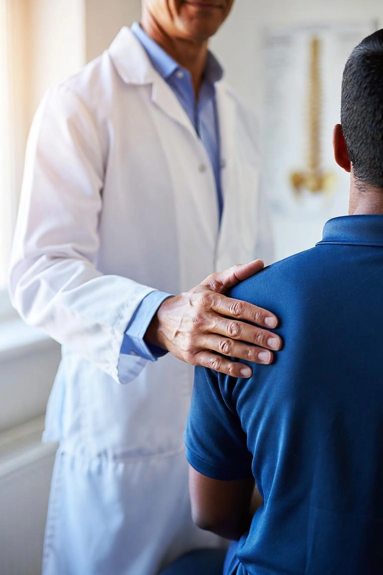 Chiropractor treating an injured federal employee at DOL Doctors Indiana in Indianapolis