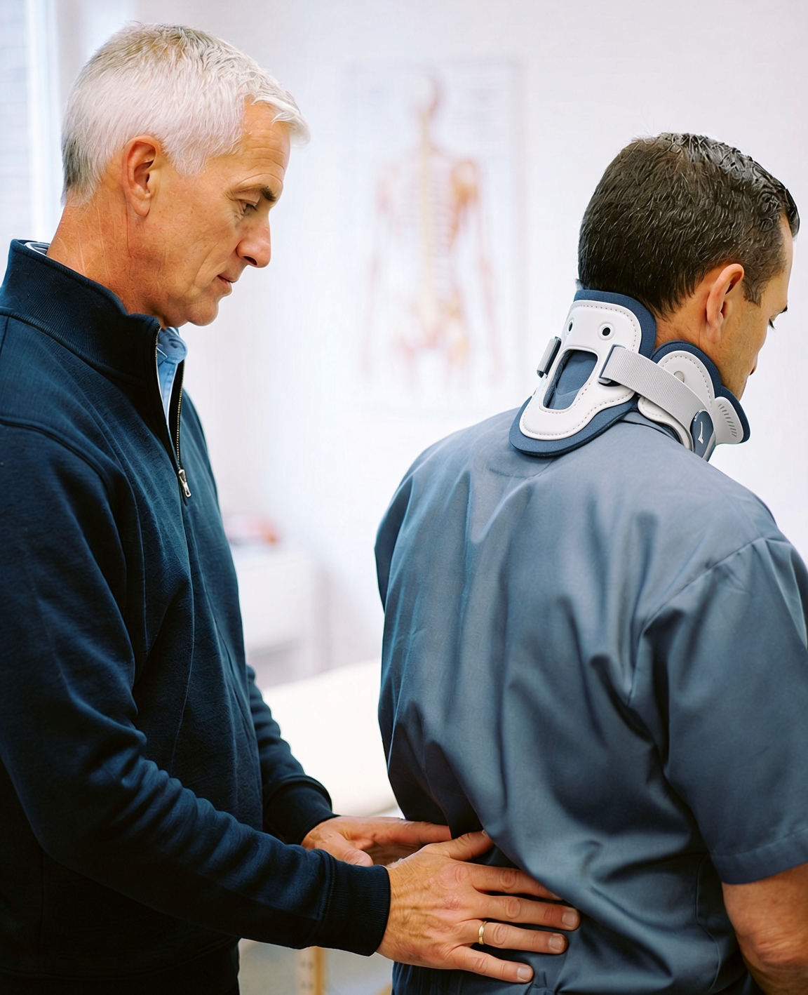 Personal injury and auto accident doctor examining a crash injury patient in Indianapolis, Indiana